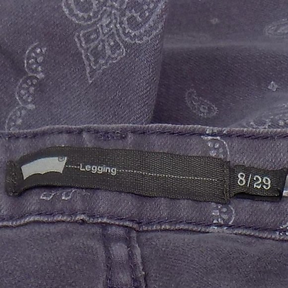 Levi's Purple Paisley Denim Jean Leggings Size 8/29 - Picture 9 of 11